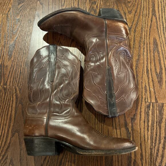 Lucchese Classic nubuck Brown Leather Cowboy western Boots size 10 vintage - Picture 10 of 12